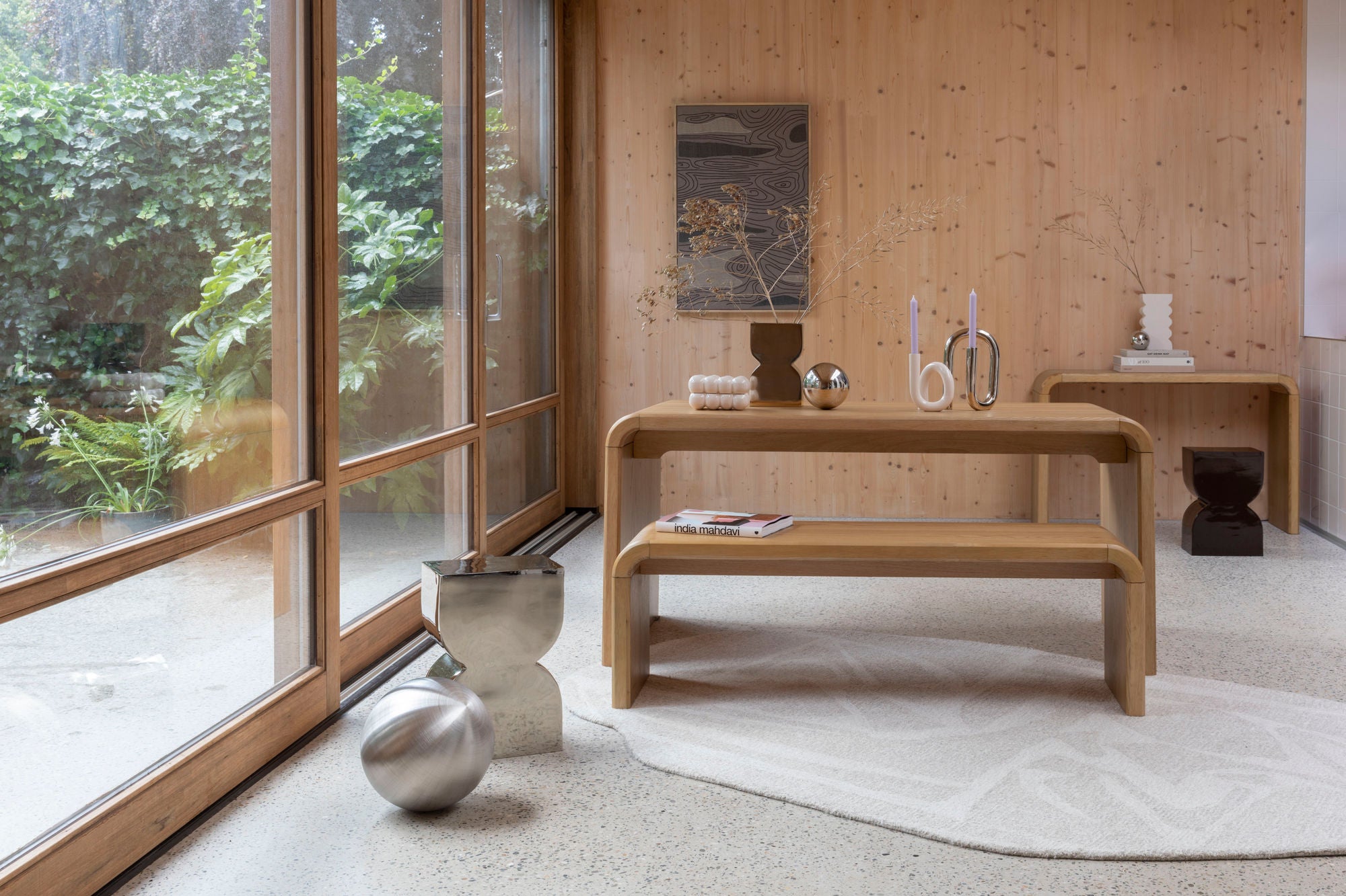 Zuiver Brave Curved Natural Oak Wood Dining Bench